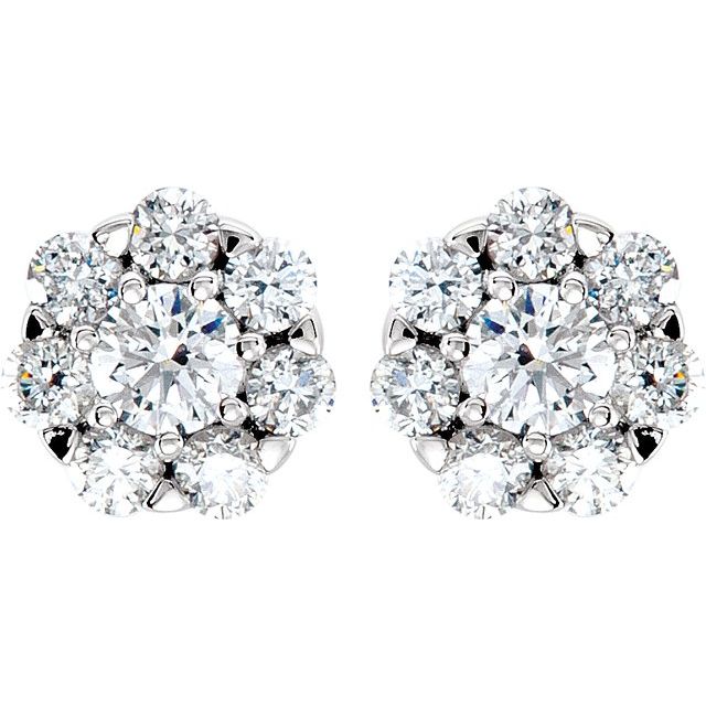 14K Natural Diamond Cluster Earrings in White, Yellow, and Rose Gold