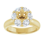 18K Yellow 5.2 mm Round 1 1/5 CTW Natural Diamond Semi-Set Engagement Ring