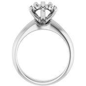14K White 5.2 mm Round 1 1/5 CTW Natural Diamond Semi-Set Engagement Ring