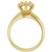 14K Yellow 5.2 mm Round 1 1/5 CTW Natural Diamond Semi-Set Engagement Ring