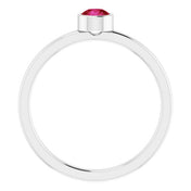 Platinum 4 mm Lab-Grown Ruby Ring