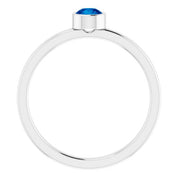14K White 4 mm Lab-Grown Blue Sapphire Ring