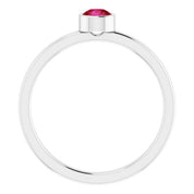 Rhodium-Plated Sterling Silver 4 mm Imitation Ruby Ring