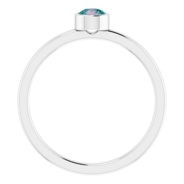 14K White 4 mm Lab-Grown Alexandrite Ring