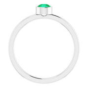 14K White 4 mm Lab-Grown Emerald Ring