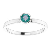 14K White 4 mm Lab-Grown Alexandrite Ring