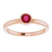 14K Rose 4 mm Lab-Grown Ruby Ring