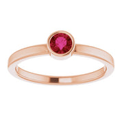 14K Rose 4 mm Lab-Grown Ruby Ring