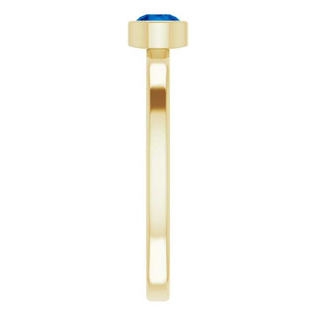 14K Yellow 4 mm Lab-Grown Blue Sapphire Ring