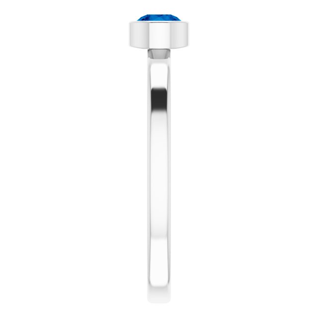14K White 4 mm Lab-Grown Blue Sapphire Ring