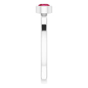 Rhodium-Plated Sterling Silver 4 mm Imitation Ruby Ring