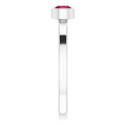 Rhodium-Plated Sterling Silver 4 mm Imitation Ruby Ring