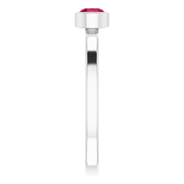 Rhodium-Plated Sterling Silver 4 mm Imitation Ruby Ring