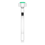 14K White 4 mm Lab-Grown Emerald Ring