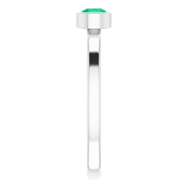 14K White 4 mm Lab-Grown Emerald Ring