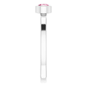 14K White 4 mm Natural Pink Tourmaline Ring