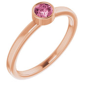 14K Rose 4 mm Natural Pink Tourmaline Ring