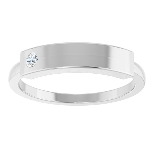 14K White .03 CT Natural Diamond Stackable Family Ring