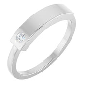 14K White .03 CT Natural Diamond Stackable Family Ring