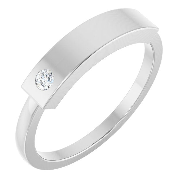 14K White .03 CT Natural Diamond Stackable Family Ring