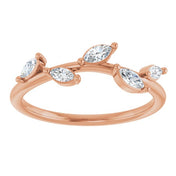 14K Rose 1/3 CTW Lab Grown Diamond Leaf Ring