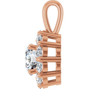 14K Rose 1 CTW Lab-Grown Diamond Halo-Style Pendant