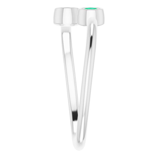 14K White Lab-Grown Emerald Two-Stone Ring