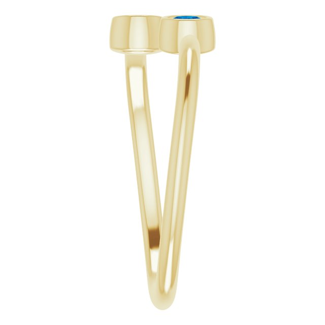 14K Yellow Lab-Grown Blue Sapphire Two-Stone Ring