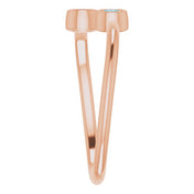 14K Rose Natural London Blue Topaz Two-Stone Ring