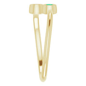 14K Yellow Lab-Grown Emerald Two-Stone Ring