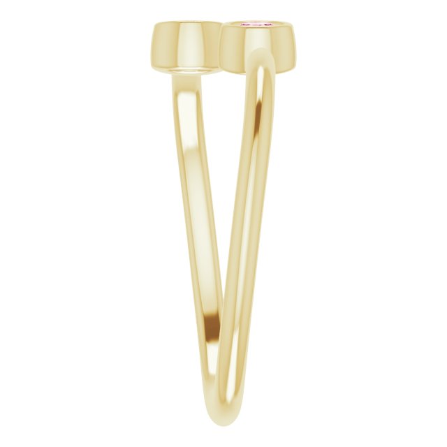 14K Yellow Natural Pink Tourmaline Two-Stone Ring