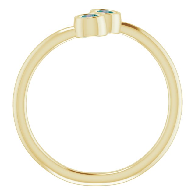 14K Yellow Lab-Grown Alexandrite Two-Stone Ring