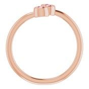 14K Rose Natural Pink Tourmaline Two-Stone Ring