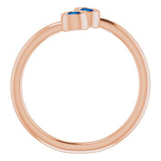 14K Rose Lab-Grown Blue Sapphire Two-Stone Ring