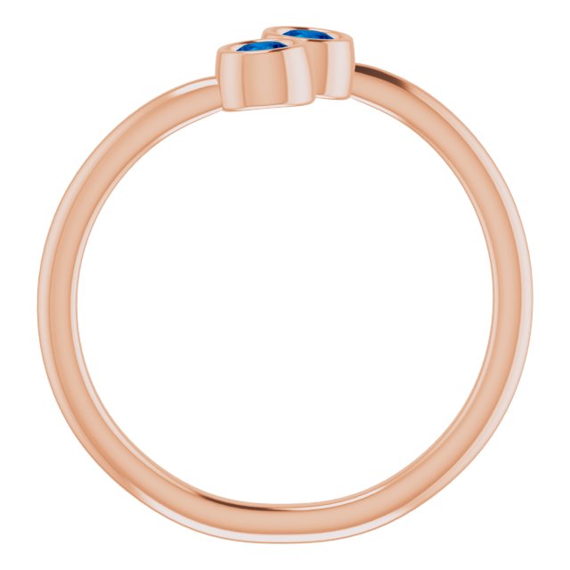 14K Rose Lab-Grown Blue Sapphire Two-Stone Ring