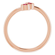 14K Rose Natural Ruby Two-Stone Ring