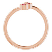 14K Rose Natural Ruby Two-Stone Ring