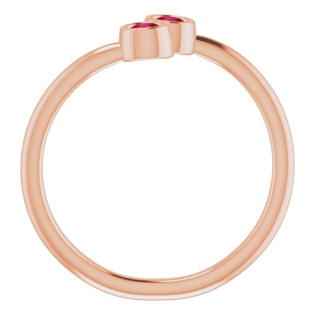 14K Rose Natural Ruby Two-Stone Ring