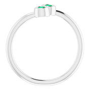 14K White Lab-Grown Emerald Two-Stone Ring