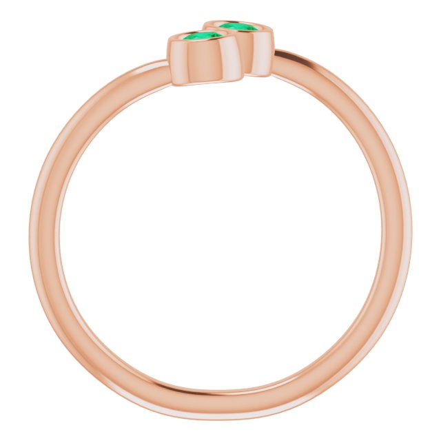 14K Rose Lab-Grown Emerald Two-Stone Ring