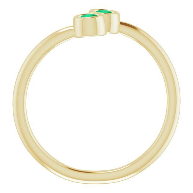 14K Yellow Lab-Grown Emerald Two-Stone Ring