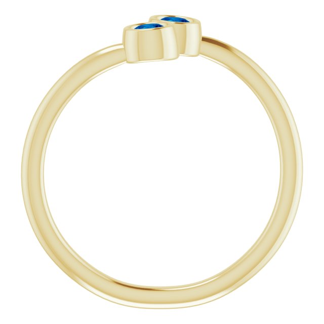 14K Yellow Lab-Grown Blue Sapphire Two-Stone Ring
