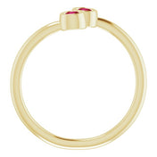 14K Yellow Natural Ruby Two-Stone Ring