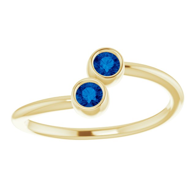 14K Yellow Lab-Grown Blue Sapphire Two-Stone Ring