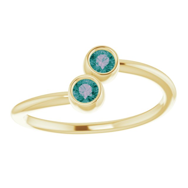 14K Yellow Lab-Grown Alexandrite Two-Stone Ring