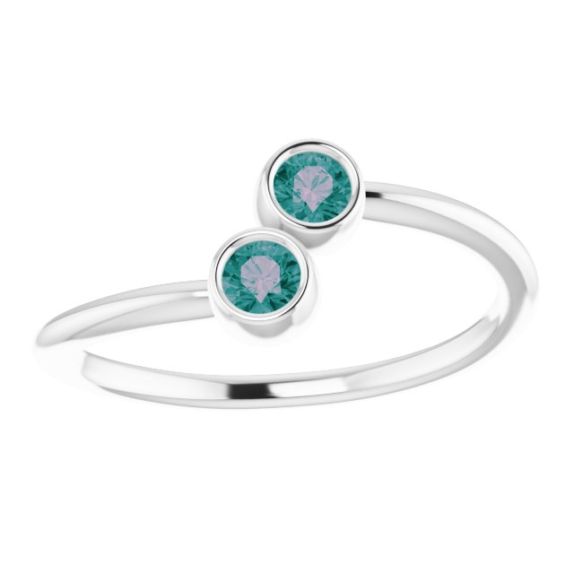 14K White Lab-Grown Alexandrite Two-Stone Ring
