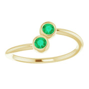 14K Yellow Lab-Grown Emerald Two-Stone Ring
