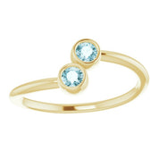 14K Yellow Natural Sky Blue Topaz Two-Stone Ring