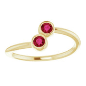 14K Yellow Lab-Grown Ruby Two-Stone Ring