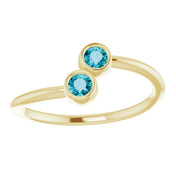 14K Yellow Natural London Blue Topaz Two-Stone Ring